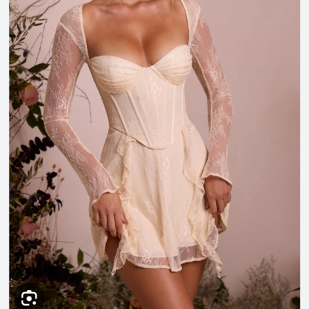 Oh Polly Cream Lace Midi Dress